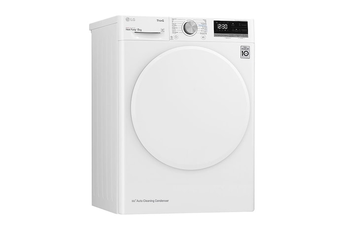 LG 8kg DUAL Inverter Warmtepomp Droger Wit | Eco Hybrid™ | Allergy Care™ |Auto Cleaning Condenser, RH80V5AV0N