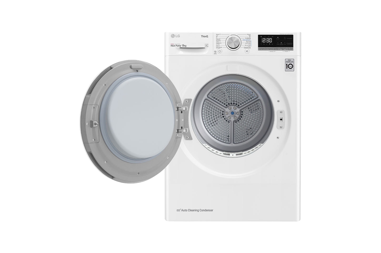 LG 8kg DUAL Inverter Warmtepomp Droger Wit | Eco Hybrid™ | Allergy Care™ |Auto Cleaning Condenser, RH80V5AV0N