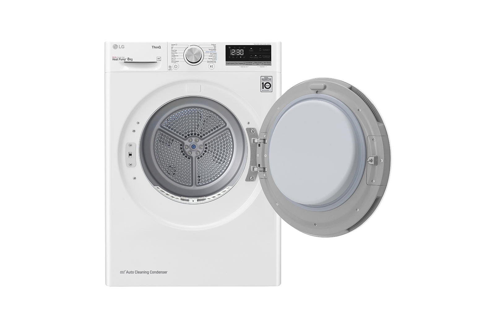 LG 8kg DUAL Inverter Warmtepomp Droger Wit | Eco Hybrid™ | Allergy Care™ |Auto Cleaning Condenser, RH80V5AV0N