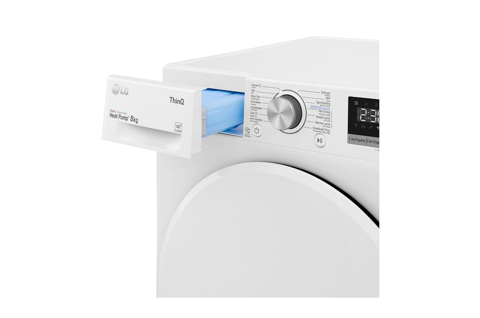LG 8kg DUAL Inverter Warmtepomp Droger Wit | Eco Hybrid™ | Allergy Care™ |Auto Cleaning Condenser, RH80V5AV0N