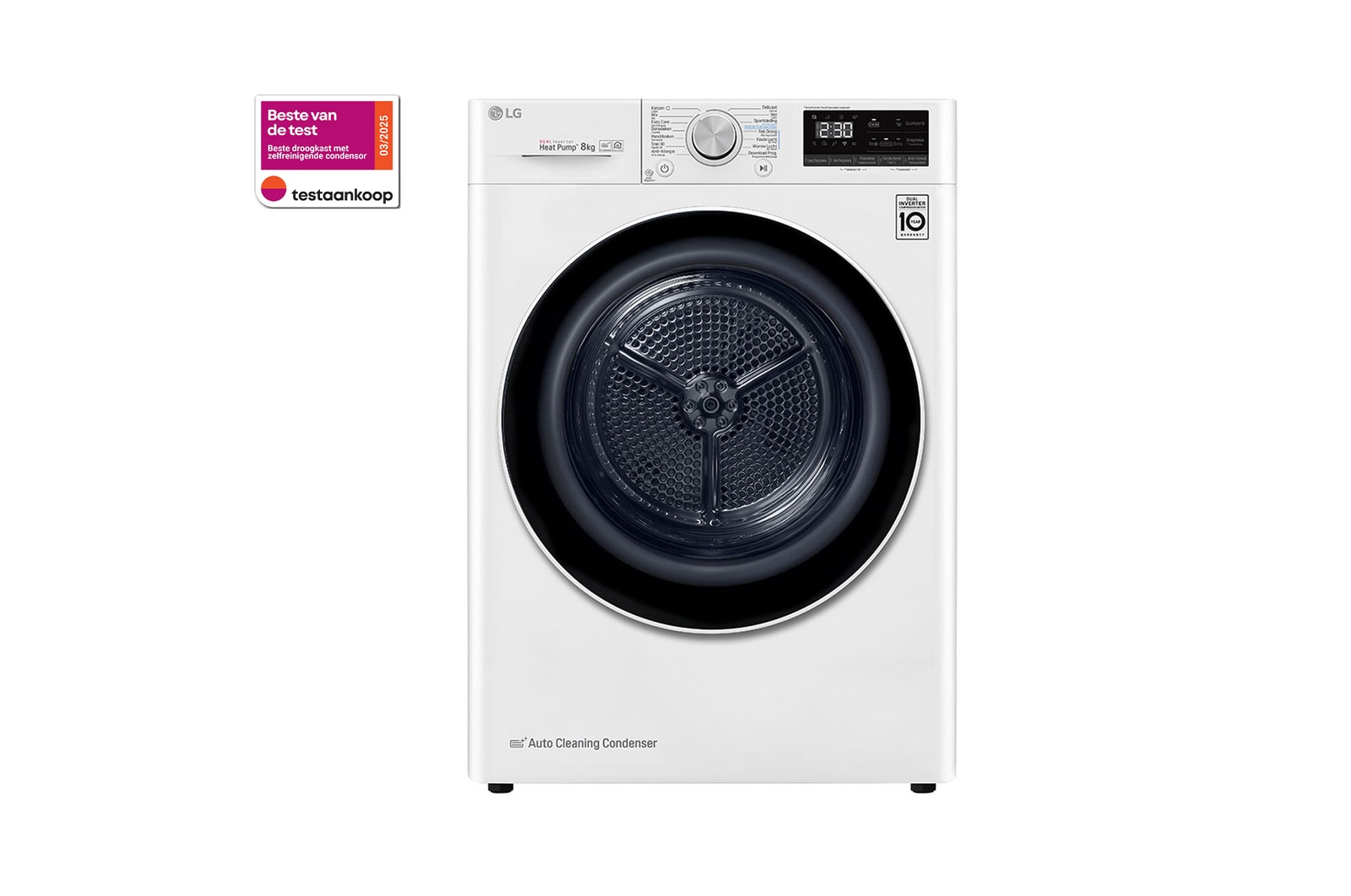 LG 8kg DUAL Inverter Warmtepomp Droger Wit | Auto Cleaning Condenser | Allergy Care™, RH80V9AV4N