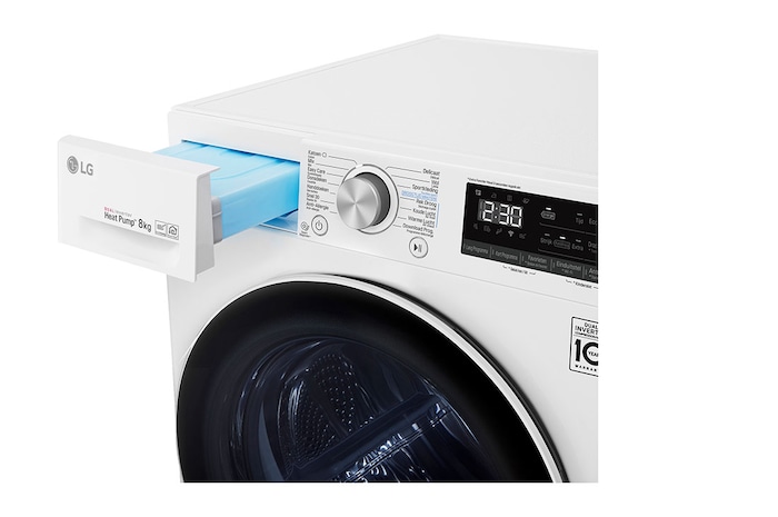 LG 8kg DUAL Inverter Warmtepomp Droger Wit | Auto Cleaning Condenser | Allergy Care™, RH80V9AV4N