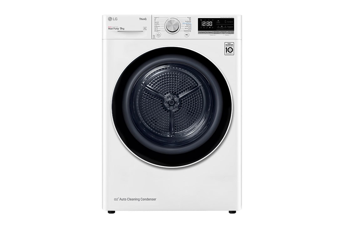 Voorkant van 9kg DUAL Inverter Warmtepomp Droger Wit | Eco Hybrid™ | Allergy Care™ | Auto Cleaning Condenser