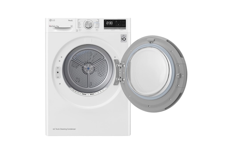 LG 9kg DUAL Inverter Warmtepomp Droger Wit | Eco Hybrid™ | Allergy Care™ | Auto Cleaning Condenser, RH90V5AV6N