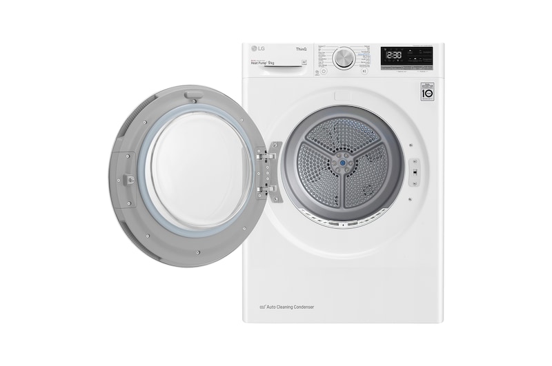 LG 9kg DUAL Inverter Warmtepomp Droger Wit | Eco Hybrid™ | Allergy Care™ | Auto Cleaning Condenser, RH90V5AV6N