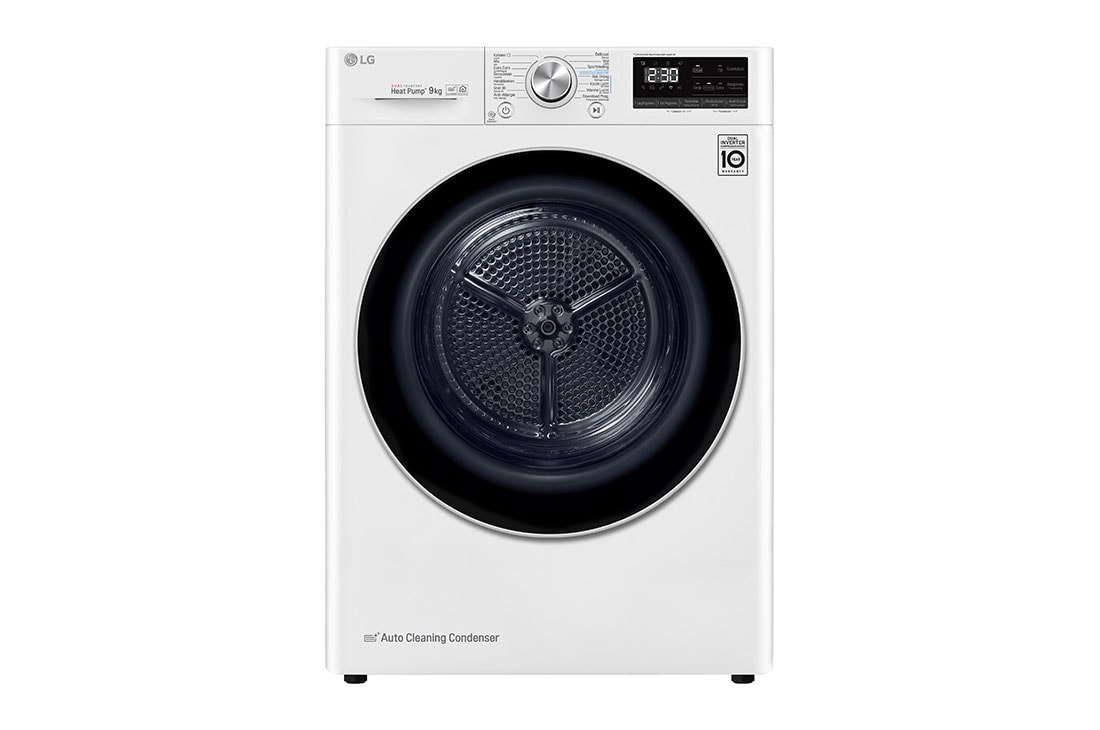 Voorkant van 9kg DUAL Inverter Warmtepomp Droger Wit | Eco Hybrid™ | Allergy Care™ | Auto Cleaning Condenser
