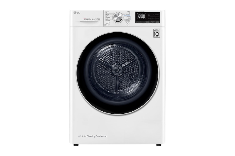 Voorkant van 9kg DUAL Inverter Warmtepomp Droger Wit | Eco Hybrid™ | Allergy Care™ | Auto Cleaning Condenser - RH90V9AV3N