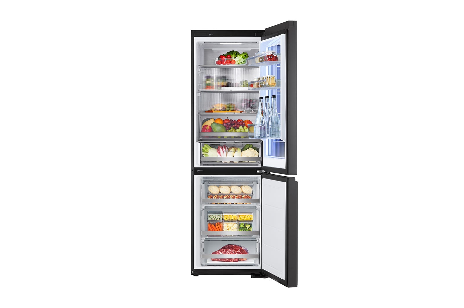 LG 352L Koelkast en vriezer Zwart | MoodUP™ | InstaView™ | ThinQ™, GBG7190CEV