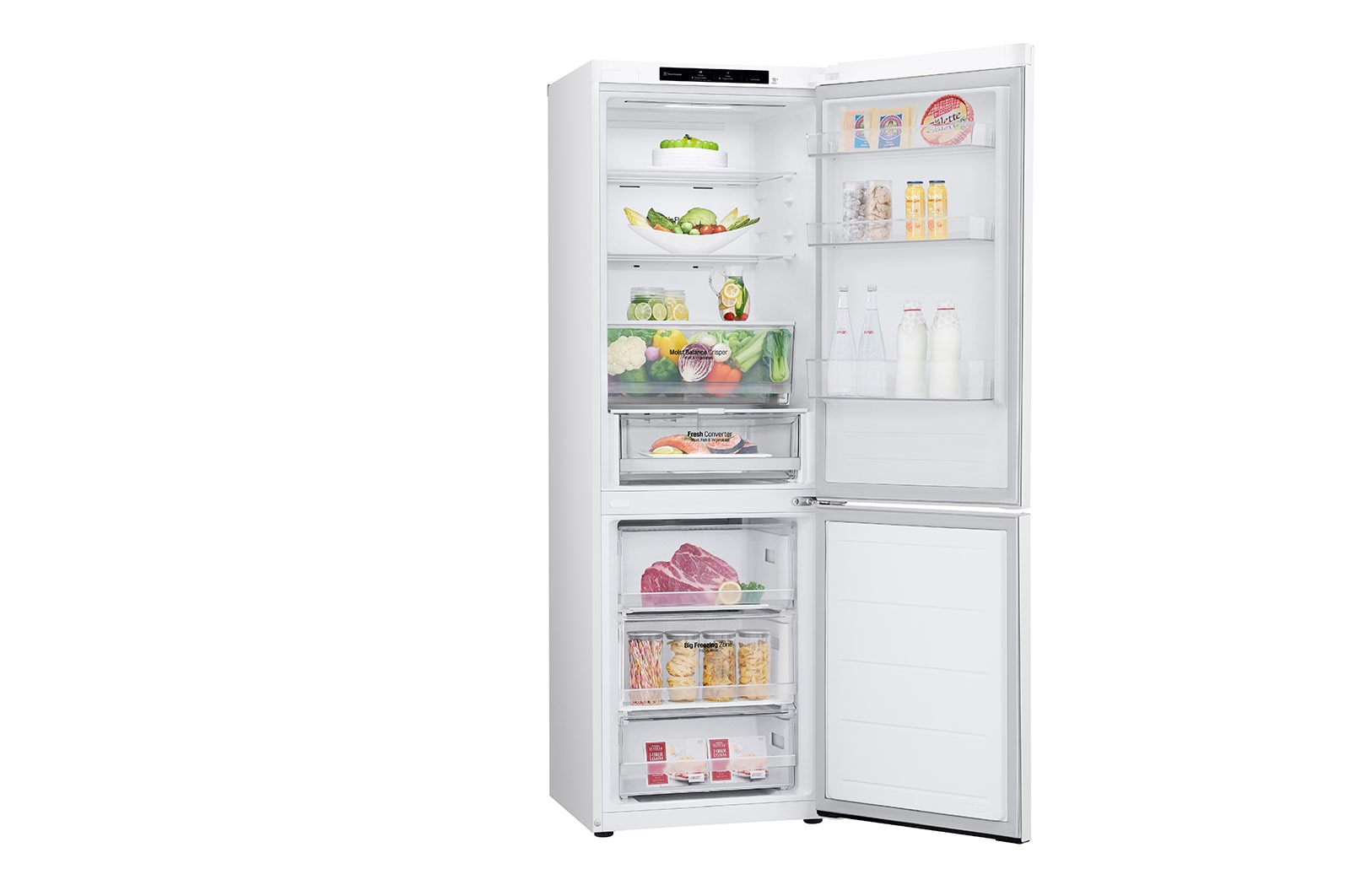 LG 344L Koelkast en vriezer Wit | DoorCooling+™ | FRESHConverter™ | Moist Balance Crisper™, GBV3100CSW