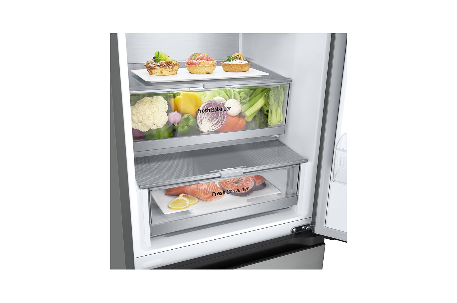 LG 387L Koelkast en vriezer Zilver | DoorCooling+™ | FRESHConverter™ | Smart Inverter Compressor™, GBV7280BPY