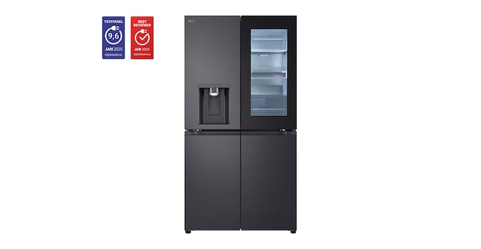 Voorkant van 638L Amerikaanse koelkast Zwart | InstaView™ | DoorCooling+™ | Craft Ice™ - GMG960EVEE