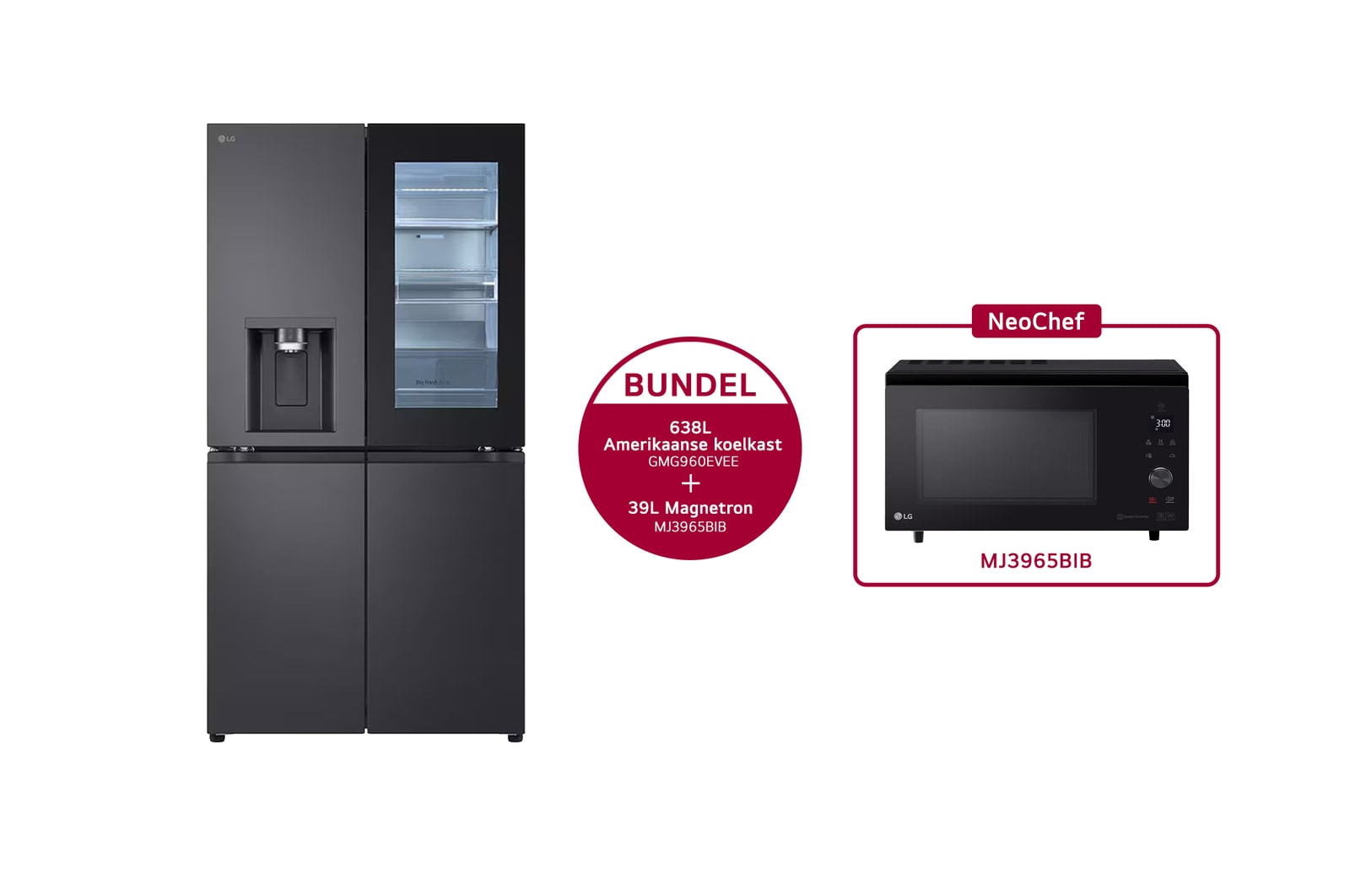 Voorkant van 638L Amerikaanse koelkast Zwart | InstaView™ | DoorCooling+™ | Craft Ice™ - GMG960EVEE
