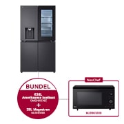 Voorkant van 638L Amerikaanse koelkast Zwart | InstaView™ | DoorCooling+™ | Craft Ice™ - GMG960EVEE