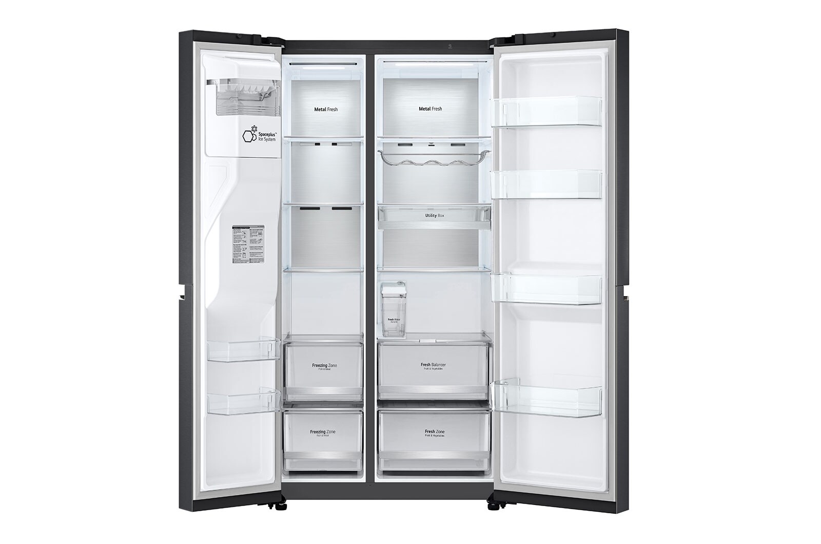 LG 635L inhoud | DoorCooling+™ | Moist Balance Crisper | Fresh Balancer™ | Water- en ijsdispenser met UVnano™ | Total No Frost | Inverter Linear Compressor, GSLV91MCAD