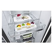 LG 635L inhoud | DoorCooling+™ | Moist Balance Crisper | Fresh Balancer™ | Water- en ijsdispenser met UVnano™ | Total No Frost | Inverter Linear Compressor, GSLV91MCAD