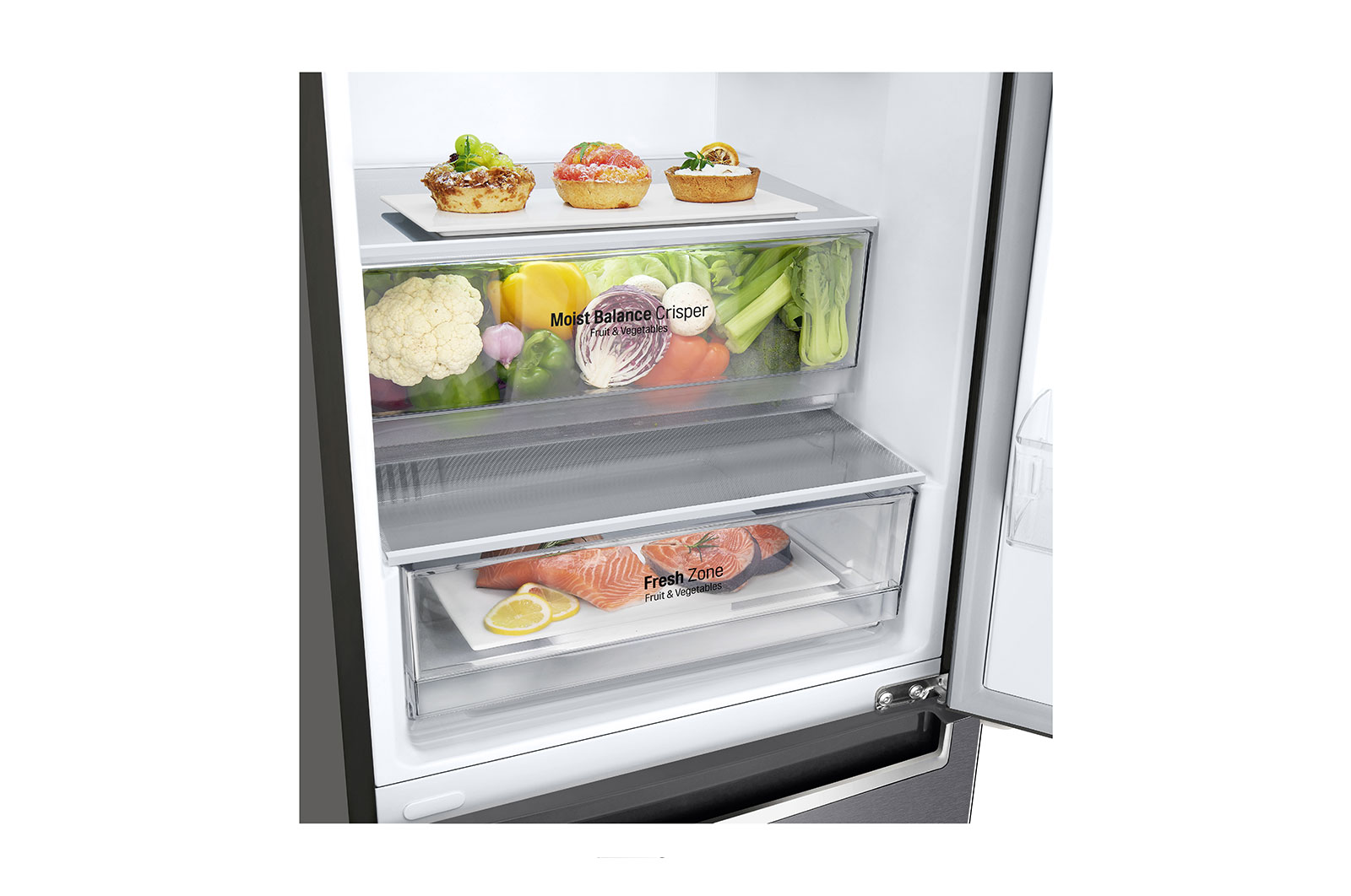 LG Altijd zuinig | E | Door Cooling+ | Total no frost | Linear Compressor | Groter koel & vriesvak | 36dB – Stilste koelkast, GBB61DSJZN