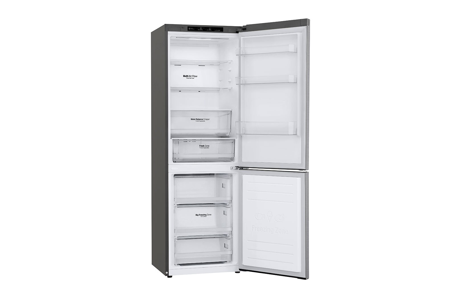 LG Altijd zuinig | D | Door Cooling+ | 341L inhoud | Total no frost | Inverter Linear Compressor| Groter koel & vriesvak | 36dB – Stilste koelkast, GBB61PZGFN