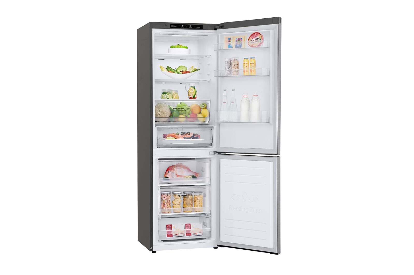 LG Altijd zuinig | D | Door Cooling+ | 341L inhoud | Total no frost | Inverter Linear Compressor| Groter koel & vriesvak | 36dB – Stilste koelkast, GBB61PZGFN