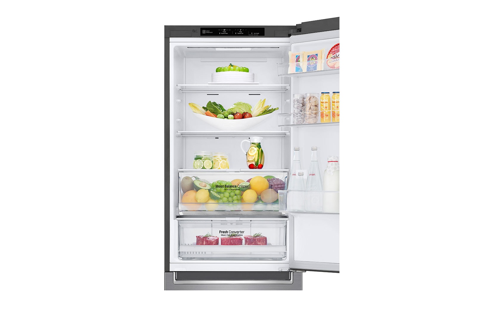 LG Altijd zuinig | D | Door Cooling+ | 341L inhoud | Total no frost | Inverter Linear Compressor| Groter koel & vriesvak | 36dB – Stilste koelkast, GBB61PZGFN