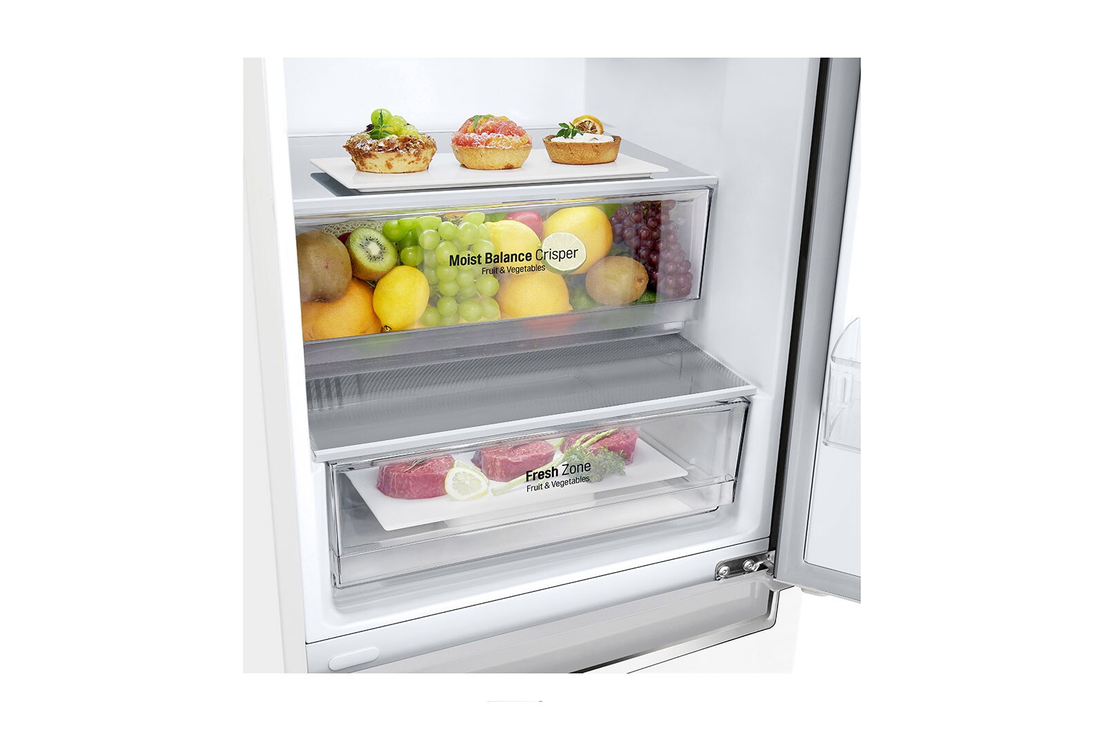 LG Altijd zuinig | D | Door Cooling+ | 341L inhoud | Total no frost | Inverter Linear Compressor| Groter koel & vriesvak | 36dB – Stilste koelkast, GBB61SWGFN