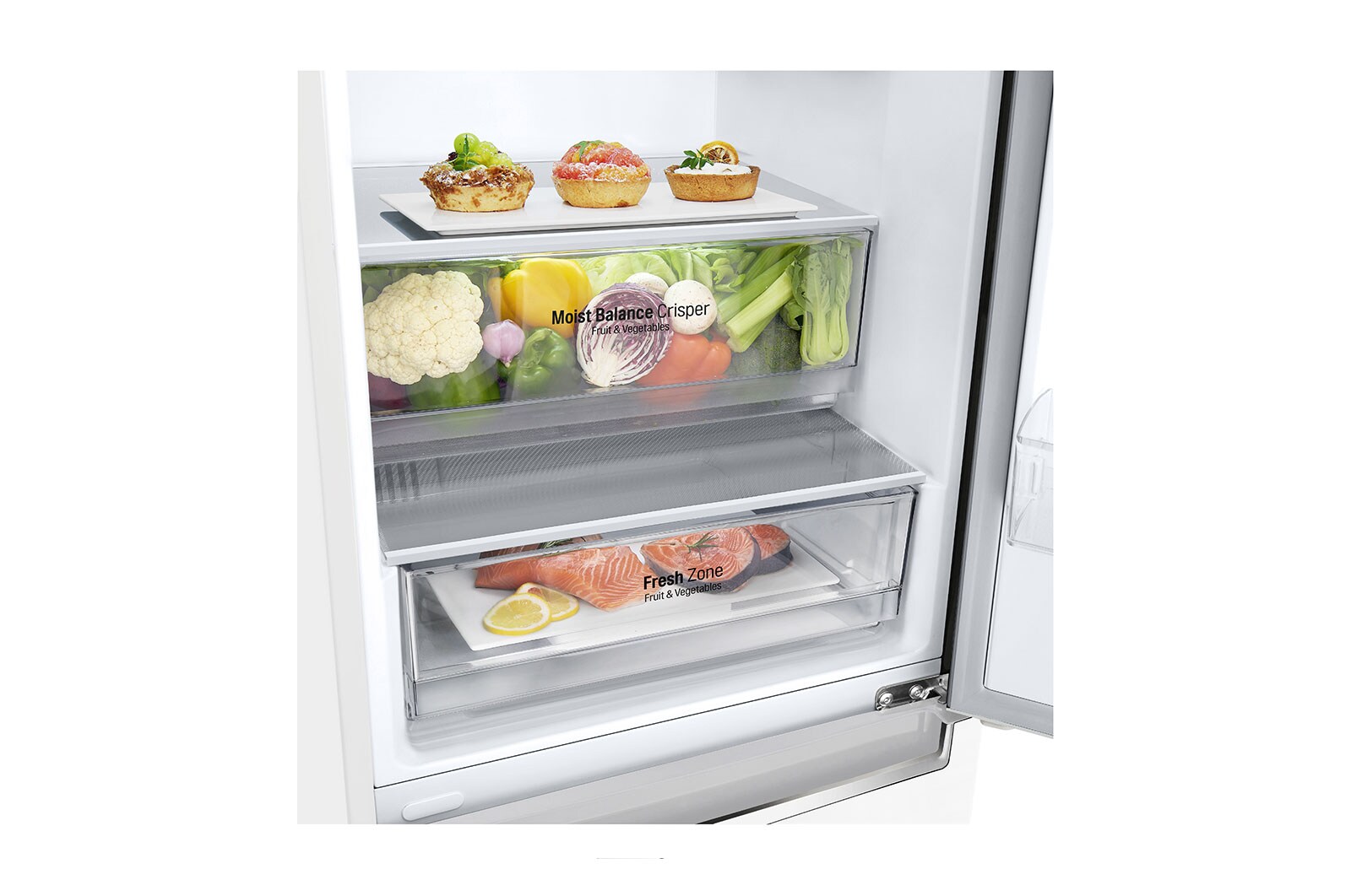 LG Altijd zuinig | D | Door Cooling+ | 341L inhoud | Total no frost | Inverter Linear Compressor| Groter koel & vriesvak | 36dB – Stilste koelkast, GBB61SWGFN