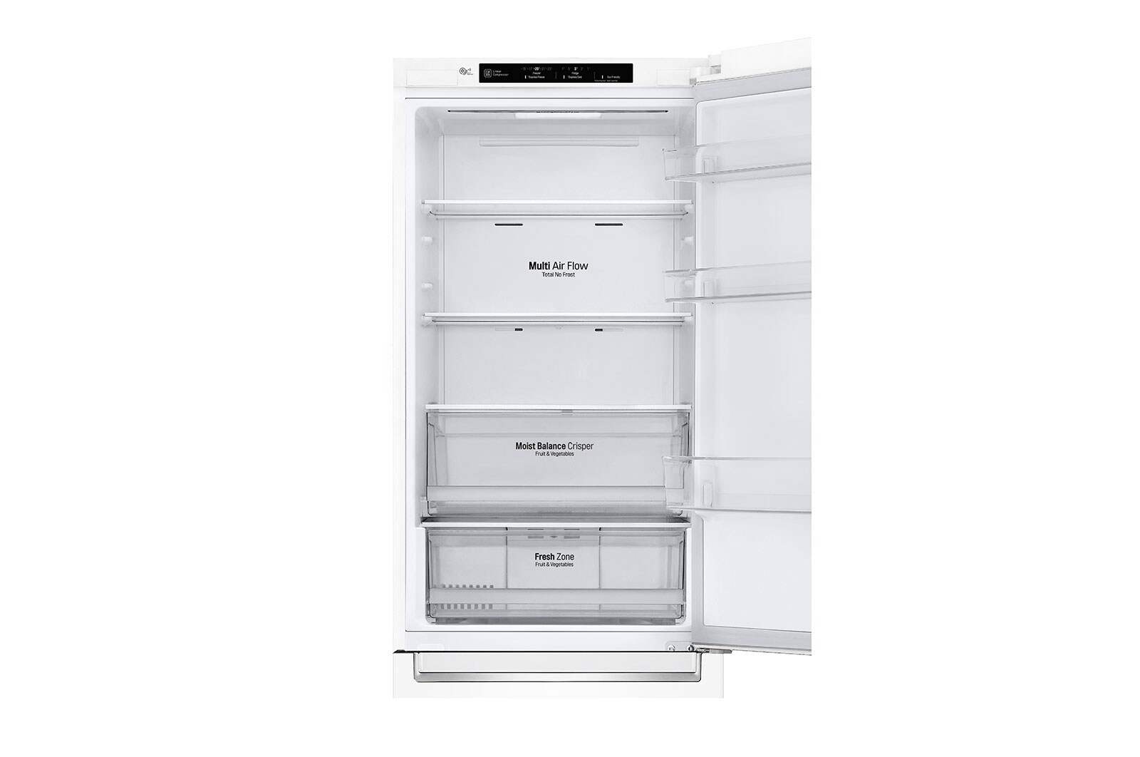 LG Altijd zuinig | D | Door Cooling+ | 341L inhoud | Total no frost | Inverter Linear Compressor| Groter koel & vriesvak | 36dB – Stilste koelkast, GBB61SWGFN