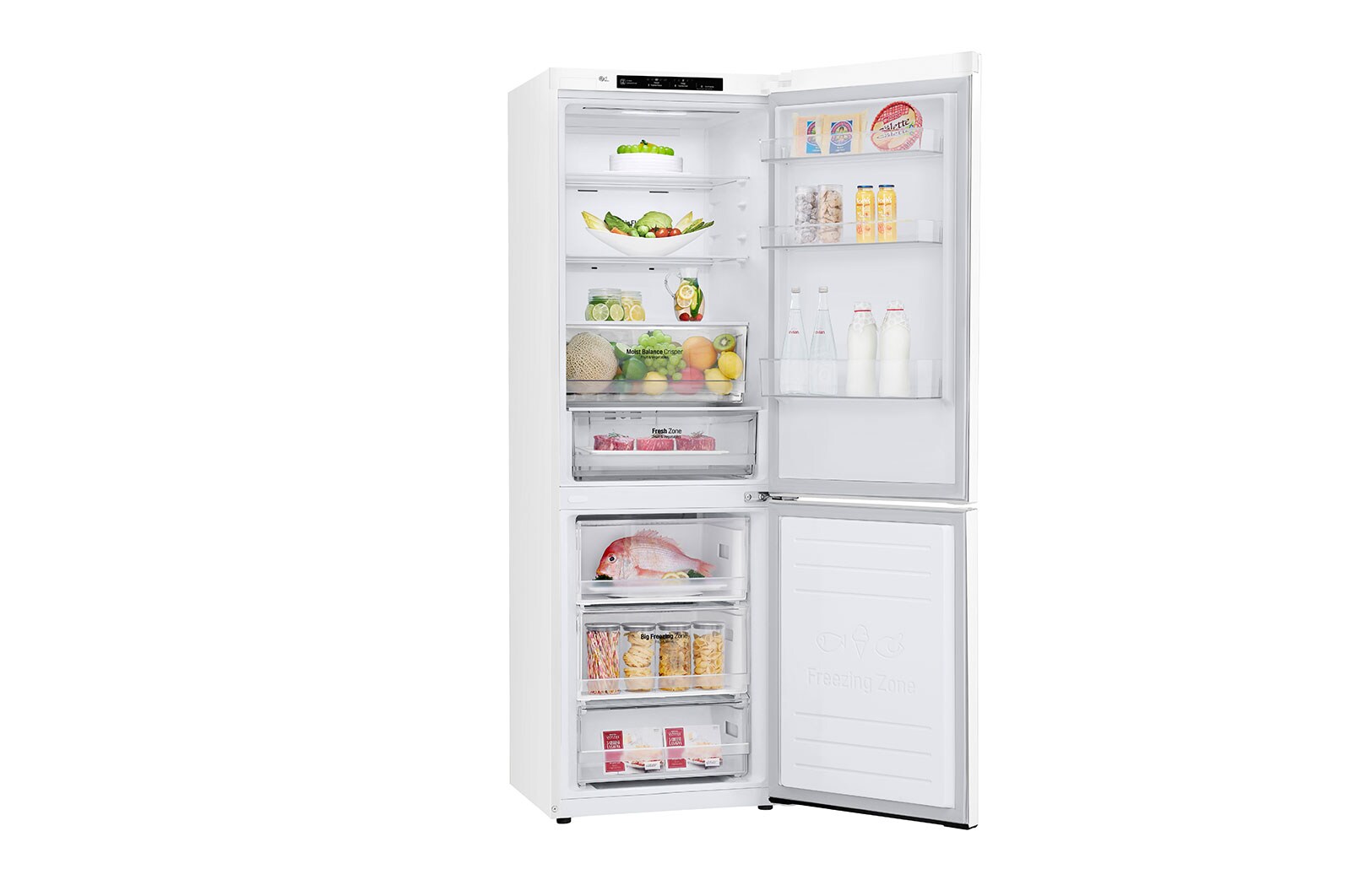 LG Altijd zuinig | D | Door Cooling+ | 341L inhoud | Total no frost | Inverter Linear Compressor| Groter koel & vriesvak | 36dB – Stilste koelkast, GBB61SWGFN