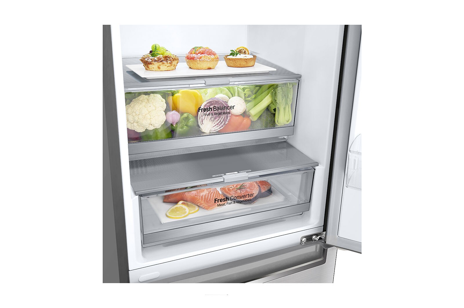 LG Altijd zuinig | D | Door Cooling+ | 384L inhoud | Total no frost | Linear Compressor | Groter koel & vriesvak | 36dB – Stilste koelkast, GBB72STCXN
