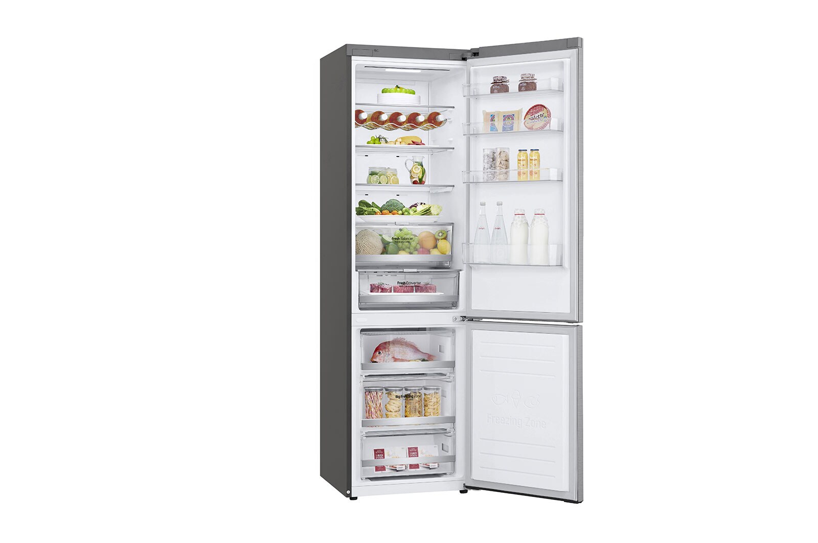 LG Altijd zuinig | D | Door Cooling+ | 384L inhoud | Total no frost | Linear Compressor | Groter koel & vriesvak | 36dB – Stilste koelkast, GBB72STCXN