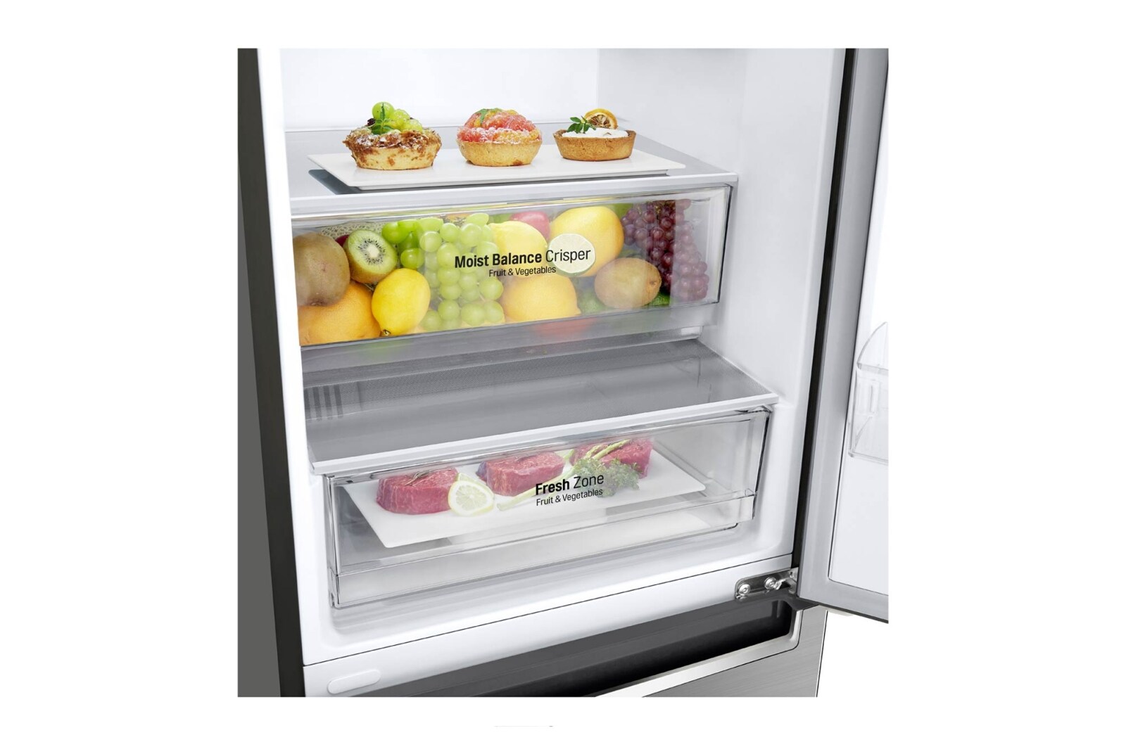 LG Altijd zuinig | E | Door Cooling+ | Total no frost | Linear Compressor | Groter koel & vriesvak | 36dB – Stilste koelkast, GBF61PZJZN