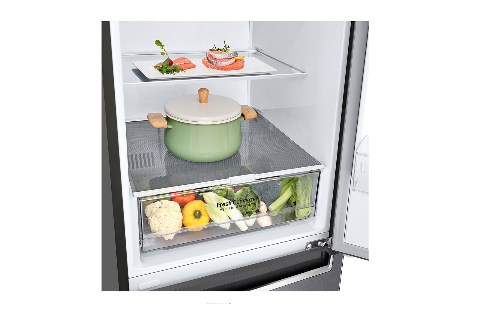 LG Door Cooling+ | 341L inhoud | Total no frost | Linear Compressor | Groter koel & vriesvak | 36dB – Stilste koelkast, GBP61DSPFN