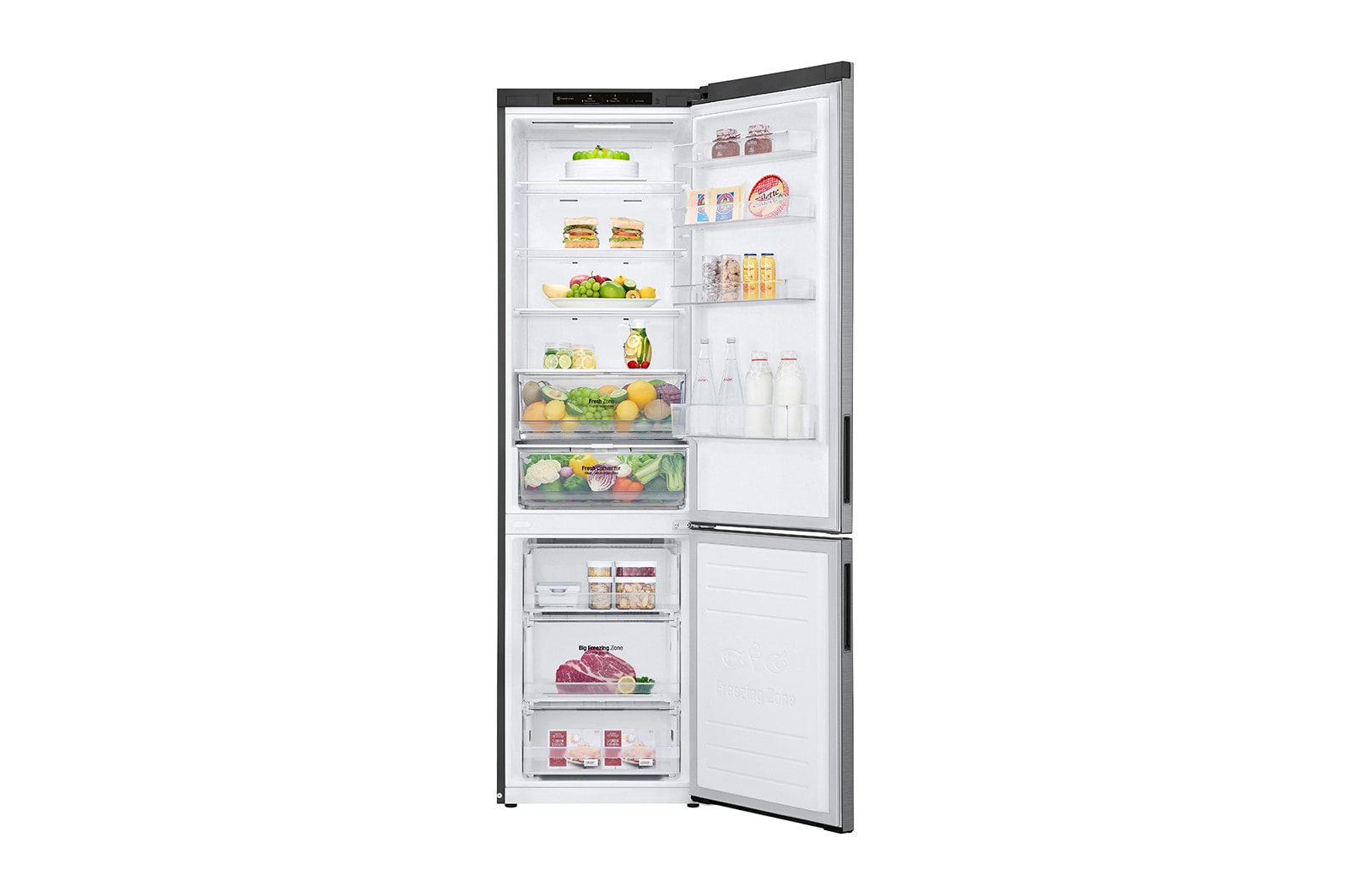 LG 384L Koelkast en vriezer Zilver| DoorCooling+™ | FreshConverter™ | Inverter Linear Compressor, GBP62PZNBC