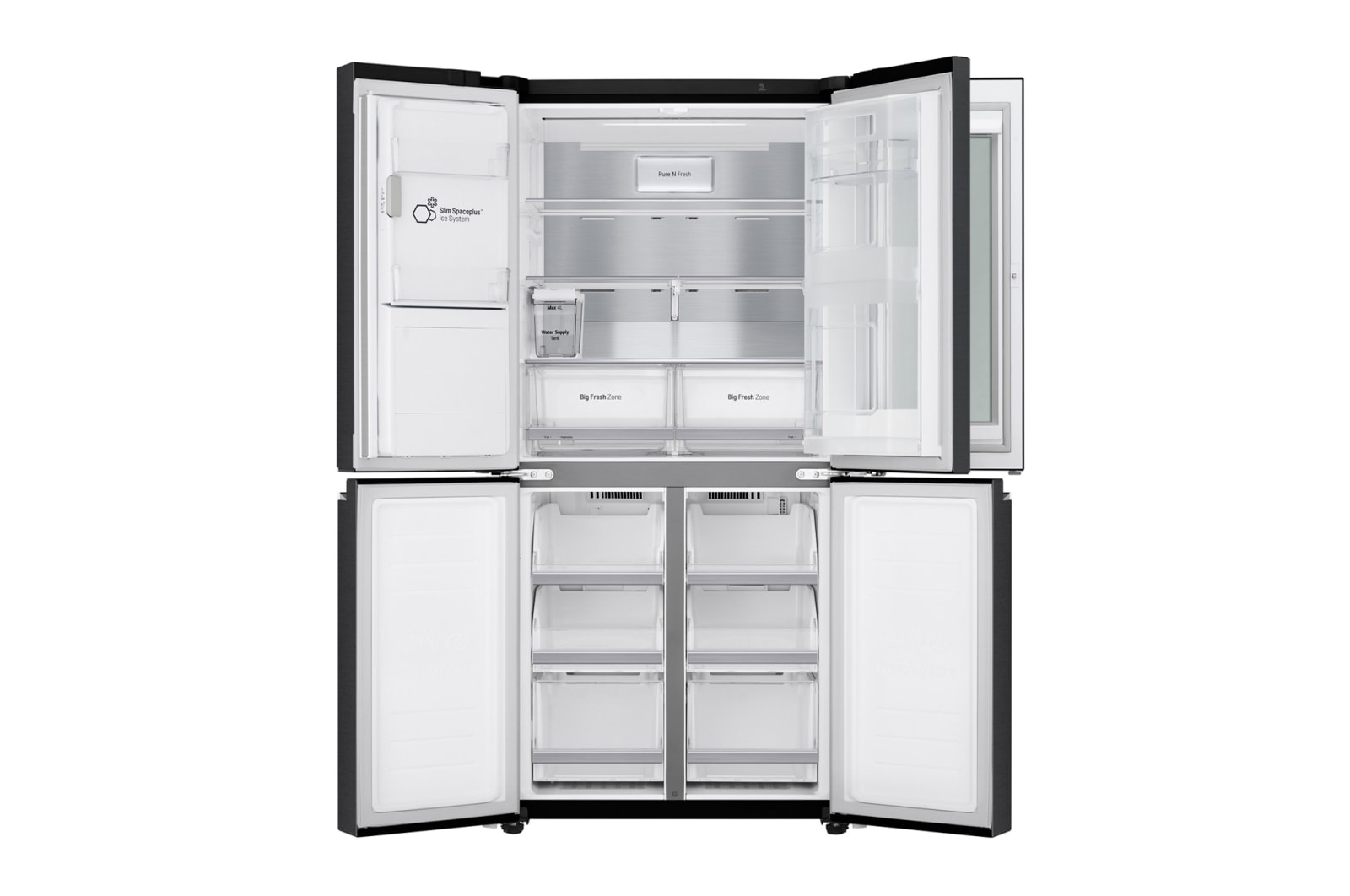 LG 508L inhoud | InstaView™ Door-in-Door™  | DoorCooling+™ | Water- en ijsdispenser met UVnano™ | Inverter Linear Compressor, GMX844MCBF