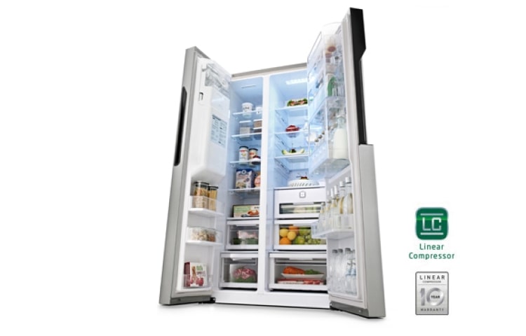 LG Altijd zuinig A++, Extra koel - en vriesruimte, Beste koelprestatie, Total no Frost, Langdurige versheid - V Fresh, 10 jaar garantie op de linear compressor, GS9366NECZ