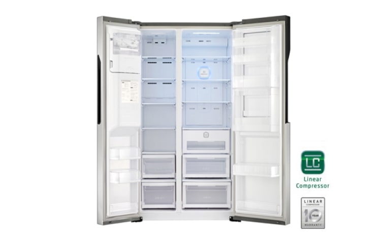 LG Altijd zuinig A++, Extra koel - en vriesruimte, Beste koelprestatie, Total no Frost, Langdurige versheid - V Fresh, 10 jaar garantie op de linear compressor, GS9366NECZ