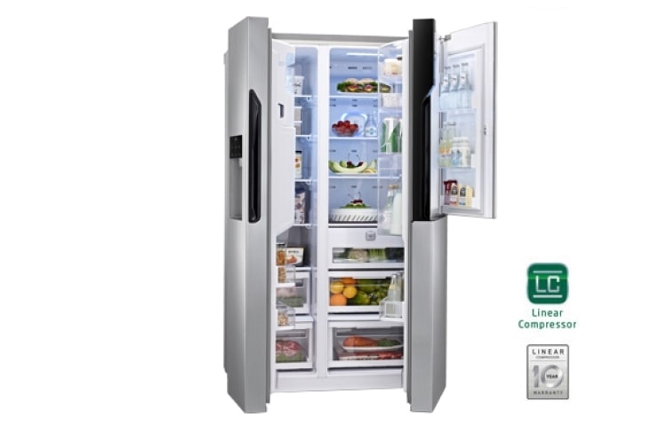 LG Altijd zuinig, Extra koel - en vriesruimte, Beste koelprestatie, Total no Frost, Langdurige versheid - 10 jaar garantie op de linear compressor, GS9367NSBV