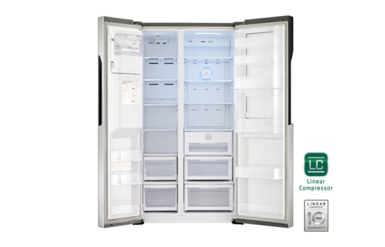 LG Altijd zuinig, Extra koel - en vriesruimte, Beste koelprestatie, Total no Frost, Langdurige versheid - 10 jaar garantie op de linear compressor, GS9367NSBV