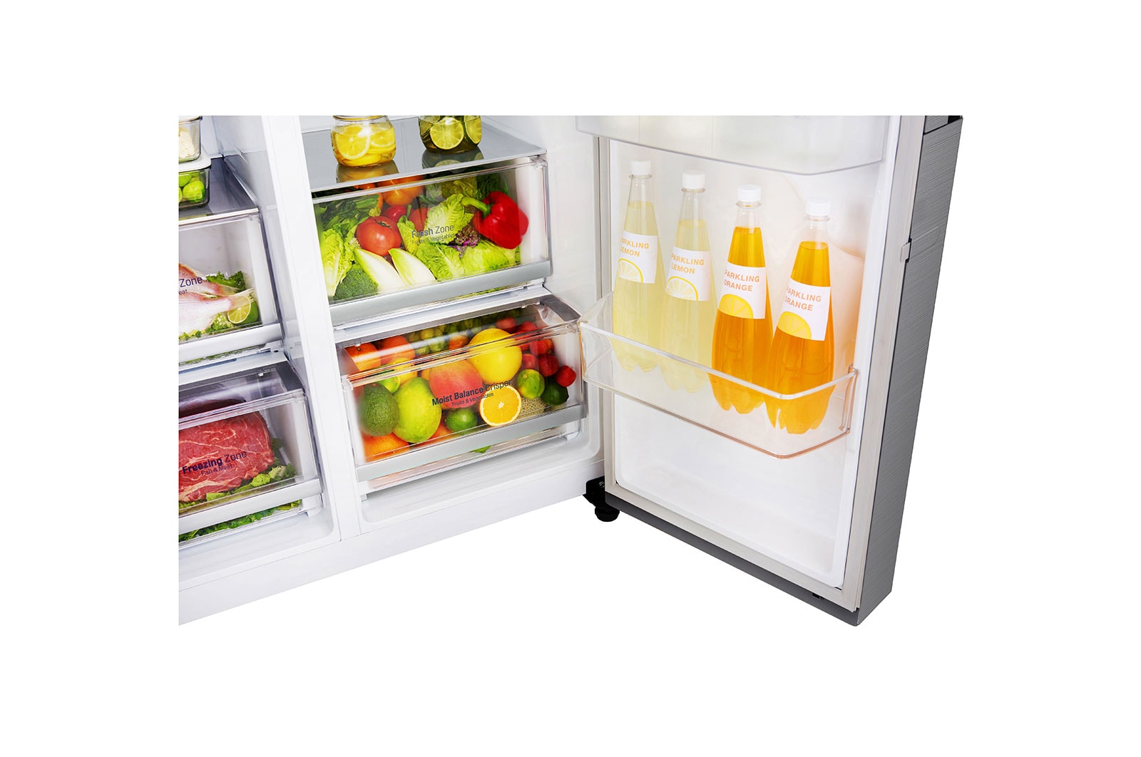 LG 625L inhoud | DoorCooling+™ |Door-in-Door™ | Moist Balance Crisper™| Total No Frost | Water- & ijsdispenser | Inverter Linear Compressor, GSJ760PZZE