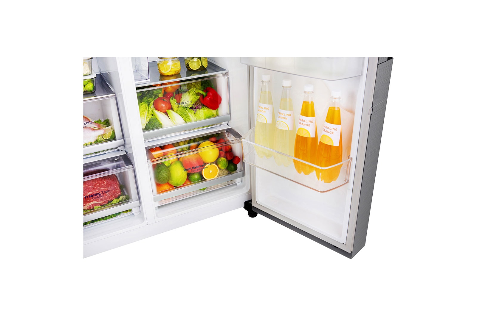 LG 625L inhoud | DoorCooling+™ |Door-in-Door™ | Moist Balance Crisper™| Total No Frost | Water- & ijsdispenser | Inverter Linear Compressor, GSJ761PZEE