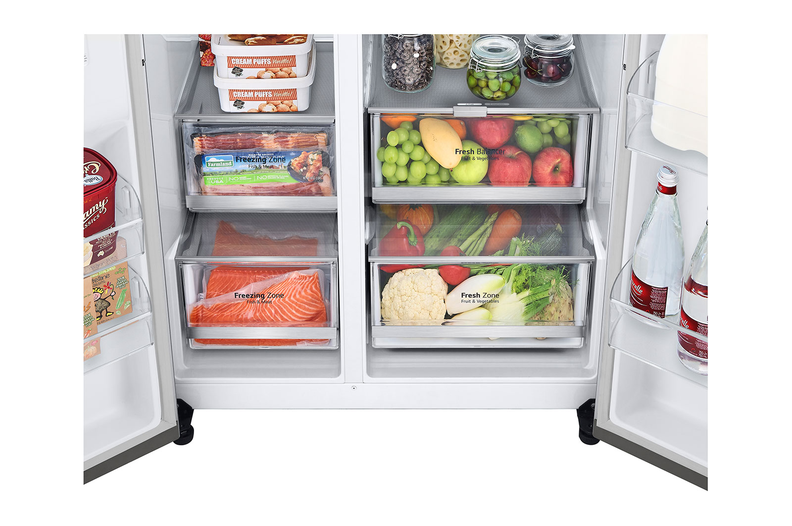 LG 635L inhoud | DoorCooling+™ | Door-in-Door™ | Water- en ijsdispenser met UVnano™ | Total No Frost | Inverter Linear Compressor, GSJV90BSAE