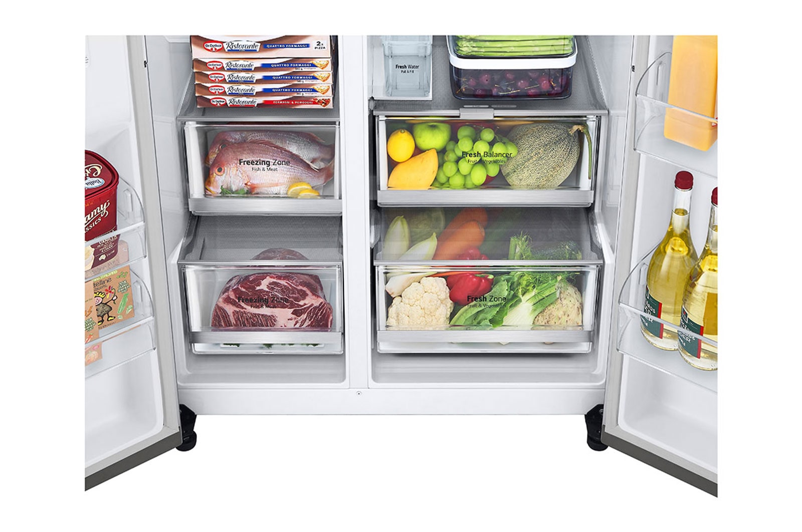 LG 635L inhoud | DoorCooling+™ | Door-in-Door™ | Water- en ijsdispenser met UVnano™ | Total No Frost | Inverter Linear Compressor, GSJV91BSAE