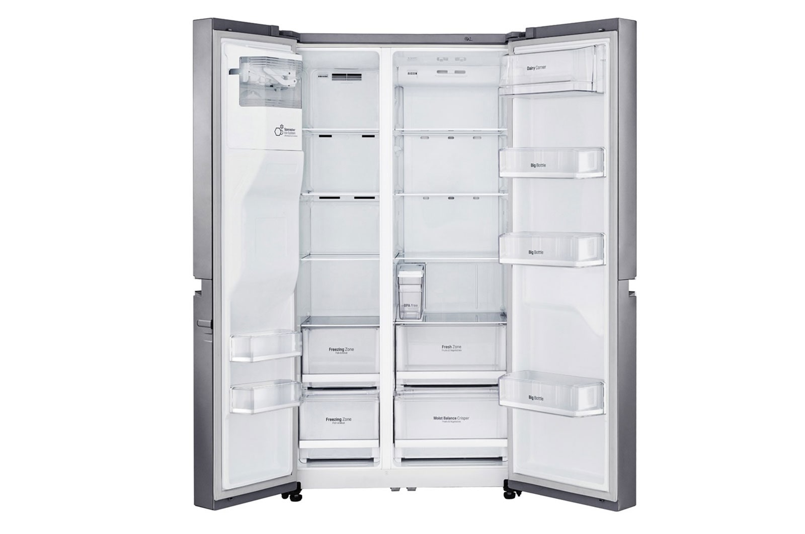 LG 625L inhoud | Water- en ijsdispenser | Total No Frost | Non Plumbing | Inverter Linear Compressor, GSL461ICEZ