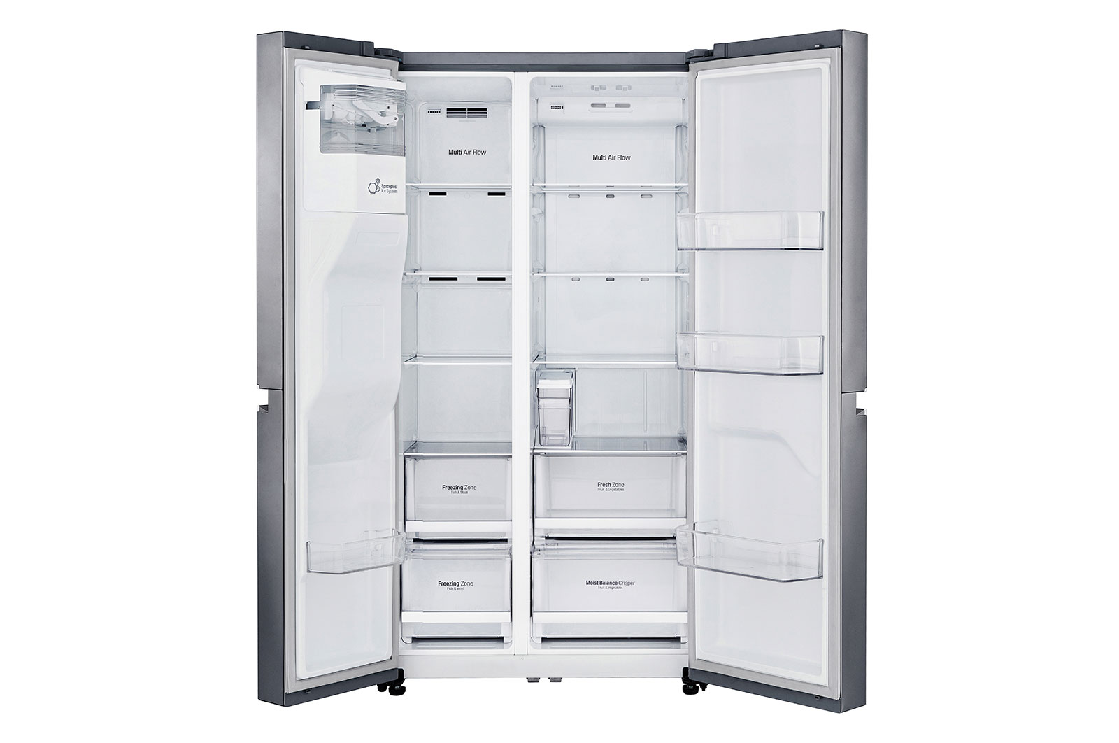LG 625L inhoud | Water- en ijsdispenser | Moist Balance Crisper™ | Total No Frost | Inverter Linear Compressor, GSL481PZXZ