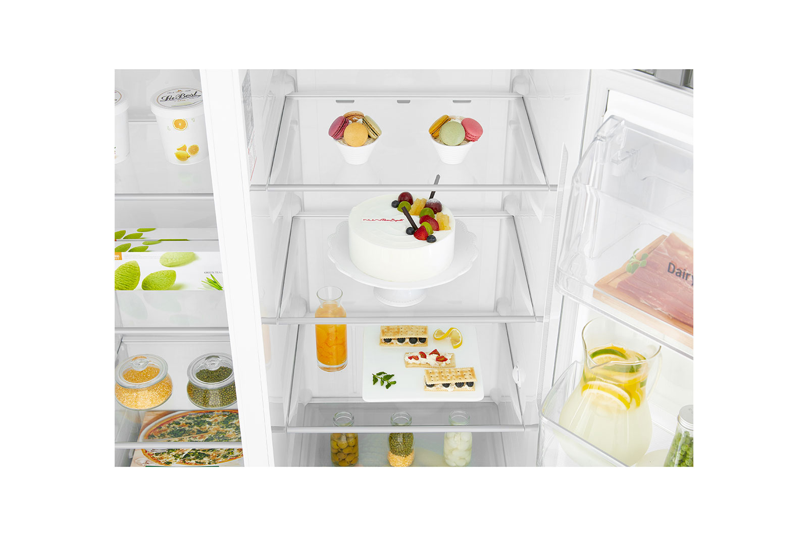 LG 625L inhoud | Water- en ijsdispenser | Moist Balance Crisper™ | Total No Frost | Inverter Linear Compressor, GSL760PZUZ