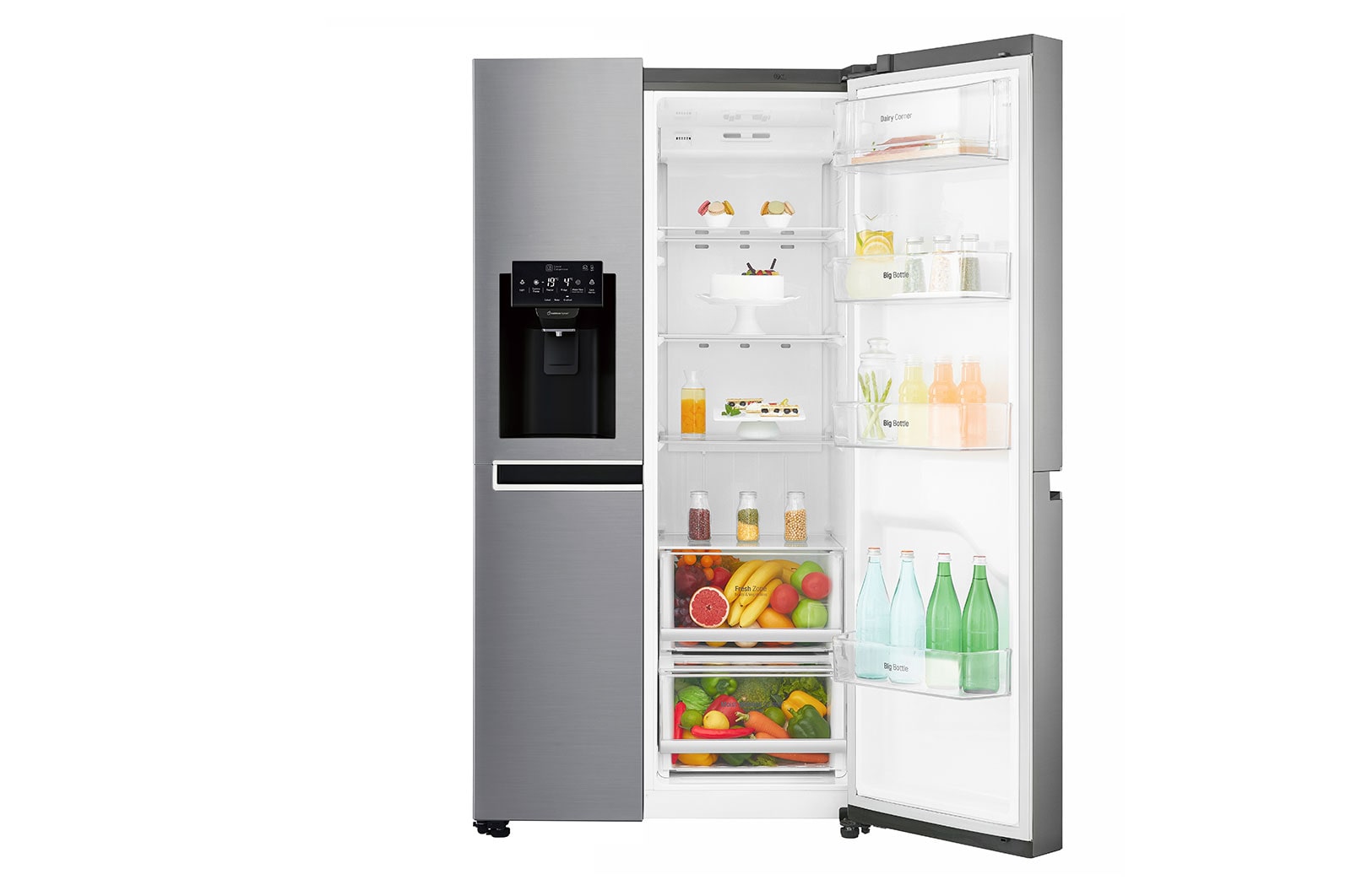 LG 625L inhoud | Water- en ijsdispenser | Moist Balance Crisper™ | Total No Frost | Inverter Linear Compressor, GSL760PZUZ