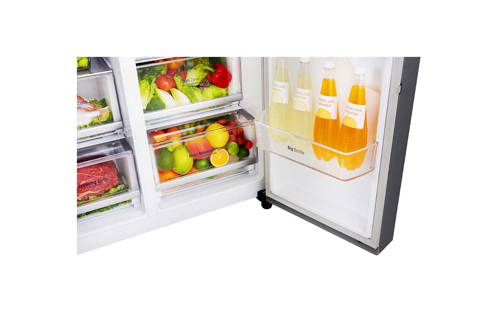 LG 625L inhoud | Altijd zuinig F | Door-in-Door® | Extra koel- en vriesruimte | Total no Frost | Water & ijsdispenser | Inverter Linear Compressor, GSJ760PZXV