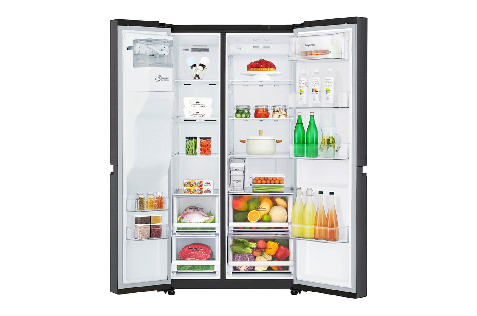 LG 625L inhoud | Water- en ijsdispenser | Moist Balance Crisper™ | Total No Frost | Inverter Linear Compressor, GSL761MCXV