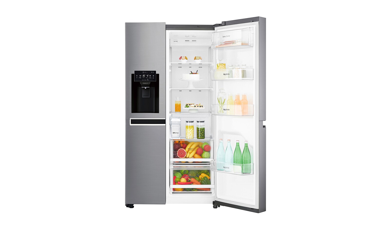 LG Altijd zuinig A+ | Water- en IJsdispenser | Extra koel- en vriesruimte | Total no Frost | Inverter Linear Compressor incl. 10 jaar garantie., GSL761PZXV