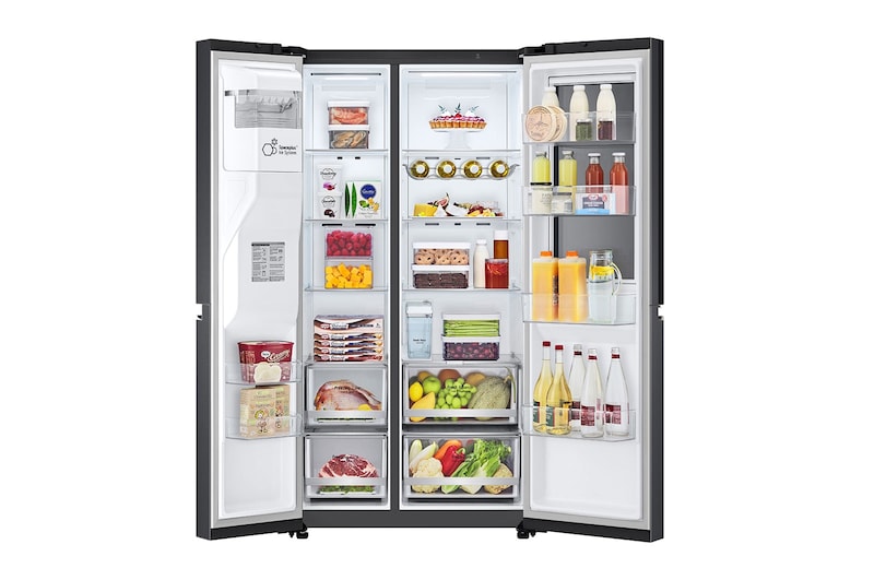 LG 635L inhoud | InstaView™ Door-in-Door™ | DoorCooling+™ | FreshBalancer™ | Total No Frost  | Inverter Linear Compressor, GSXV81MCLE