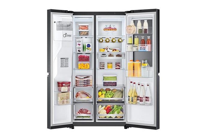 LG 635L inhoud | InstaView™ Door-in-Door™ | DoorCooling+™ | Water- en ijsdispenser met UVnano™ | Total No Frost | Inverter Linear Compressor, GSXV90MCAE